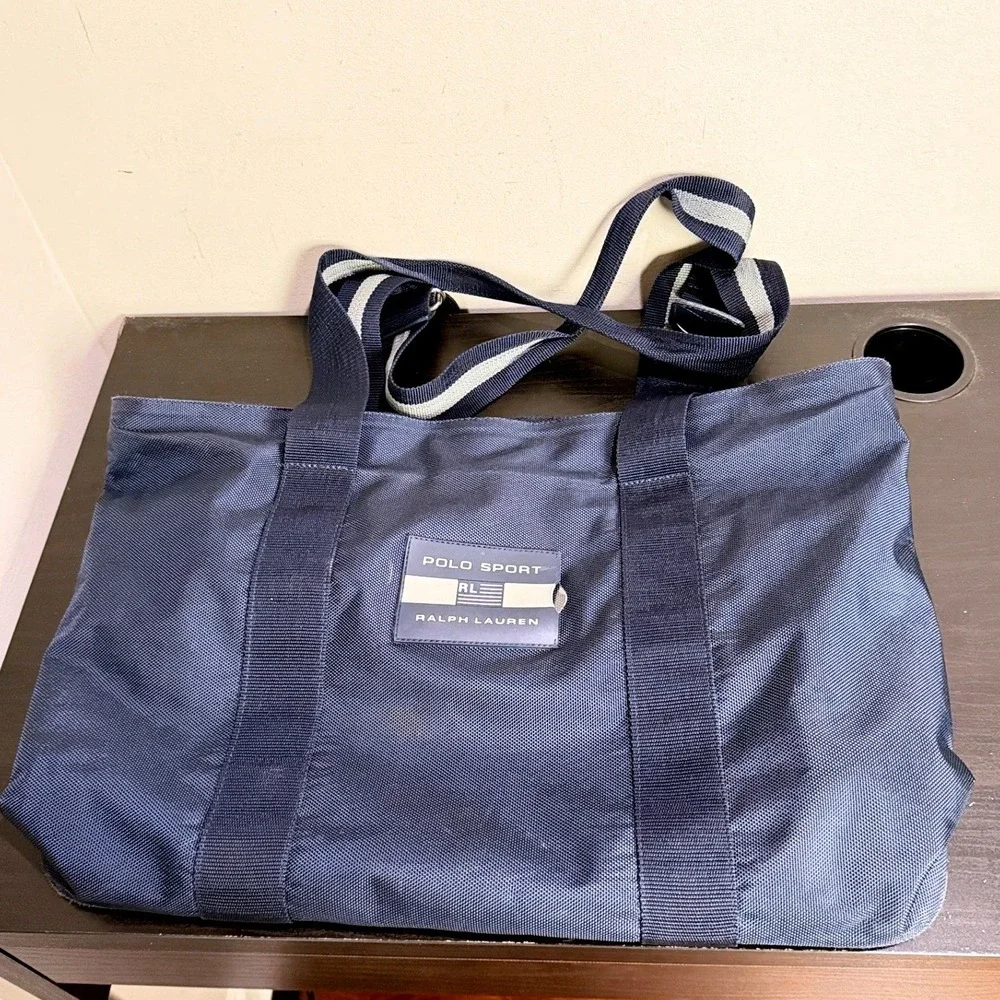 Polo Sport Ralph Lauren Navy Canvas Travel Weekend Tote Bag Vintage Blue